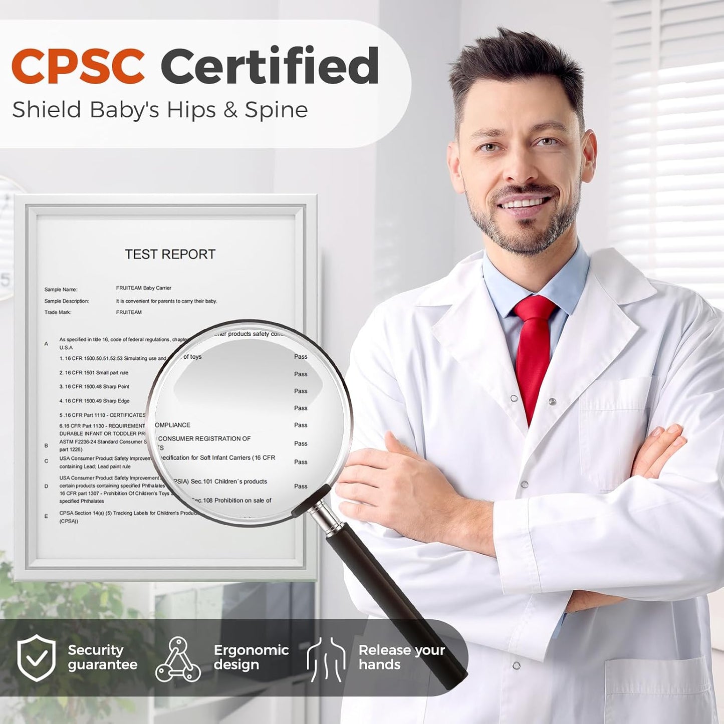 FRUITEAM Baby Carrier, Upgraded Adjustable Knob, 6-in-1 Baby Carrier Newborn to Toddler, Safety-Certified Baby Hip Seat Carrier, Perfect for Travelling Shopping Breastfeeding