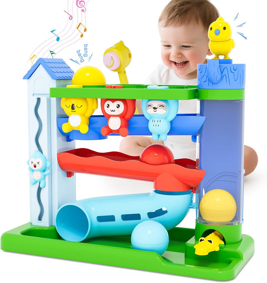 Musical Toy for 1-2 Year Old Boys,Educational Baby Toys 12-18 Months,Ball Drop Toy with English & Spanish,Fine Motor Toys for Toddlers 1-3,Birthday Gift for 1+ Year Old Boy (Blue)