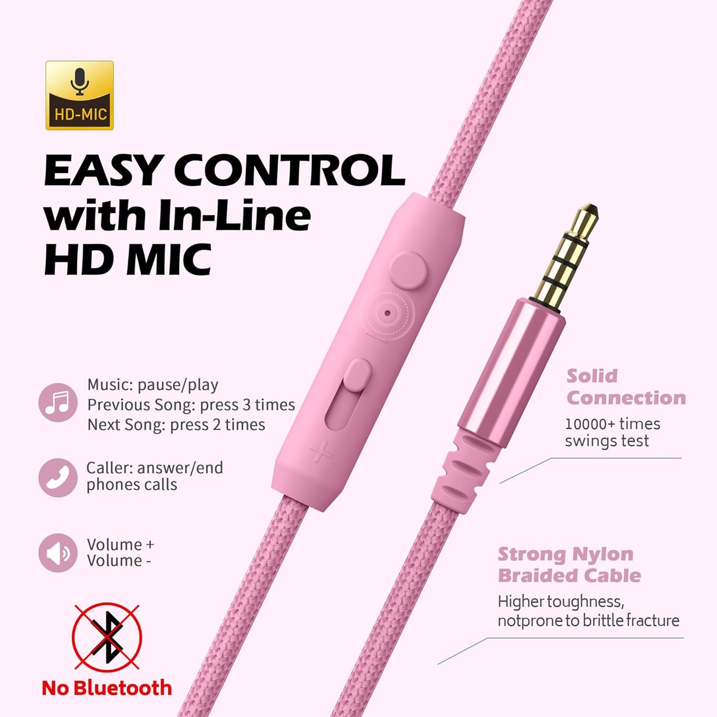 AILIHEN C8 Girls Headphones, On-Ear Headphones Wired with Microphone and Volume Control Foldable Corded Stereo 3.5mm Headset for Girls School Chromebook Laptop Computer PC Tablets Travel (Pink)