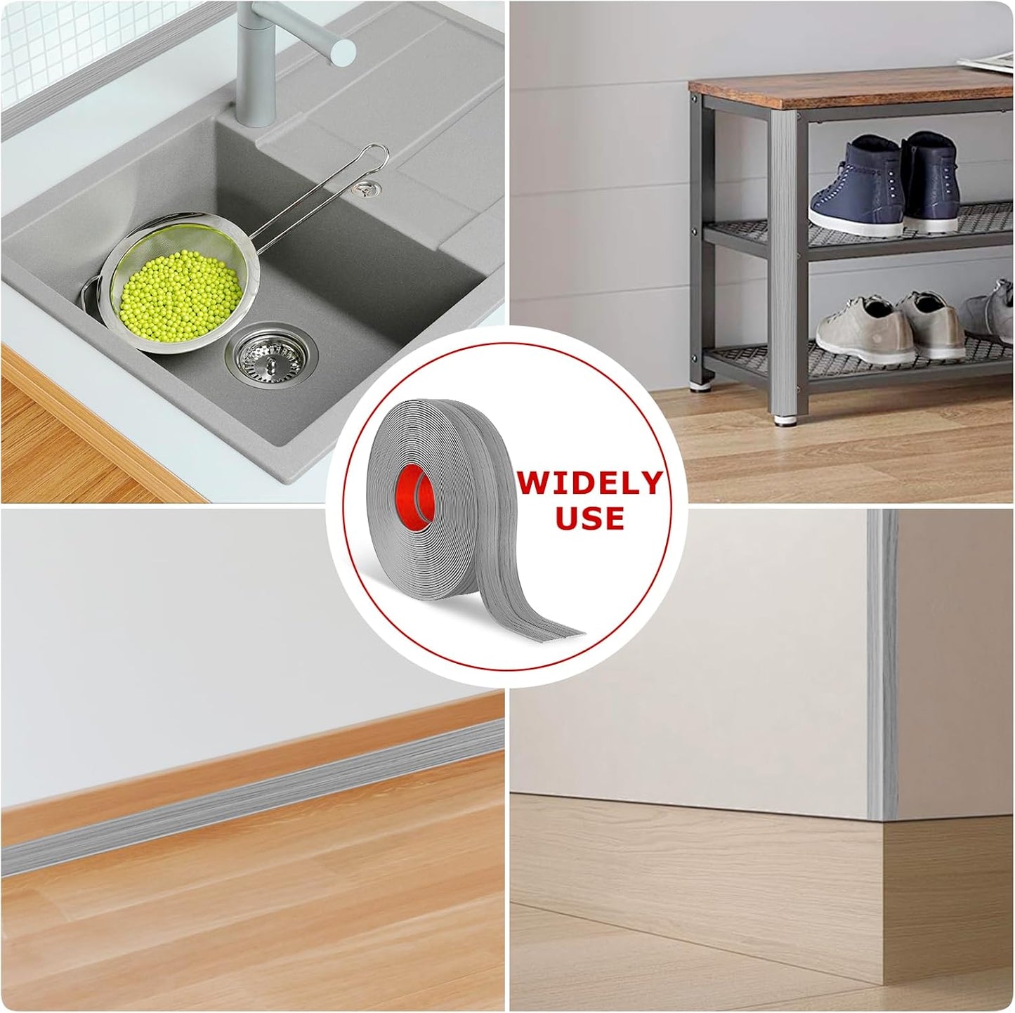 Flexible Wall Corner Protector Moulding Trim Peel and Stick Wall Corner Guards Edge Protector Self Adhesive Molding Trim Strip for Edge Ceiling (Light Gray Wood Grain, 0.8 in x 40 Ft)