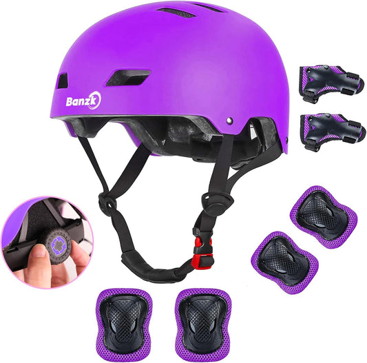 Adjustable Kids Bike Helmet with Knee Pads Elbow Pads Wrist Guards for Age 3-5-8-14+ Youth/Teens,Ventilation Multi-Sport Scooter Roller Skate Rollerblading Skateboarding Climbing Cycling