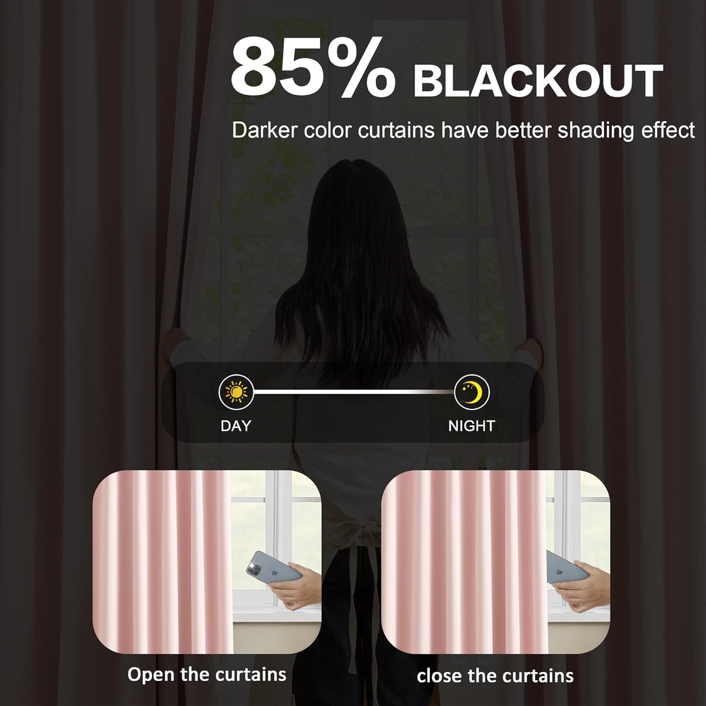 KEQIAOSUOCAI Baby Pink Room Darkening Curtains, Pinch Pleat with Hooks, Modern Design Light Reducing & Privacy Protection Fabric Window Drape/Drapery for Kid's Adult Room(Pink, 2 Panels, W40 x L96)