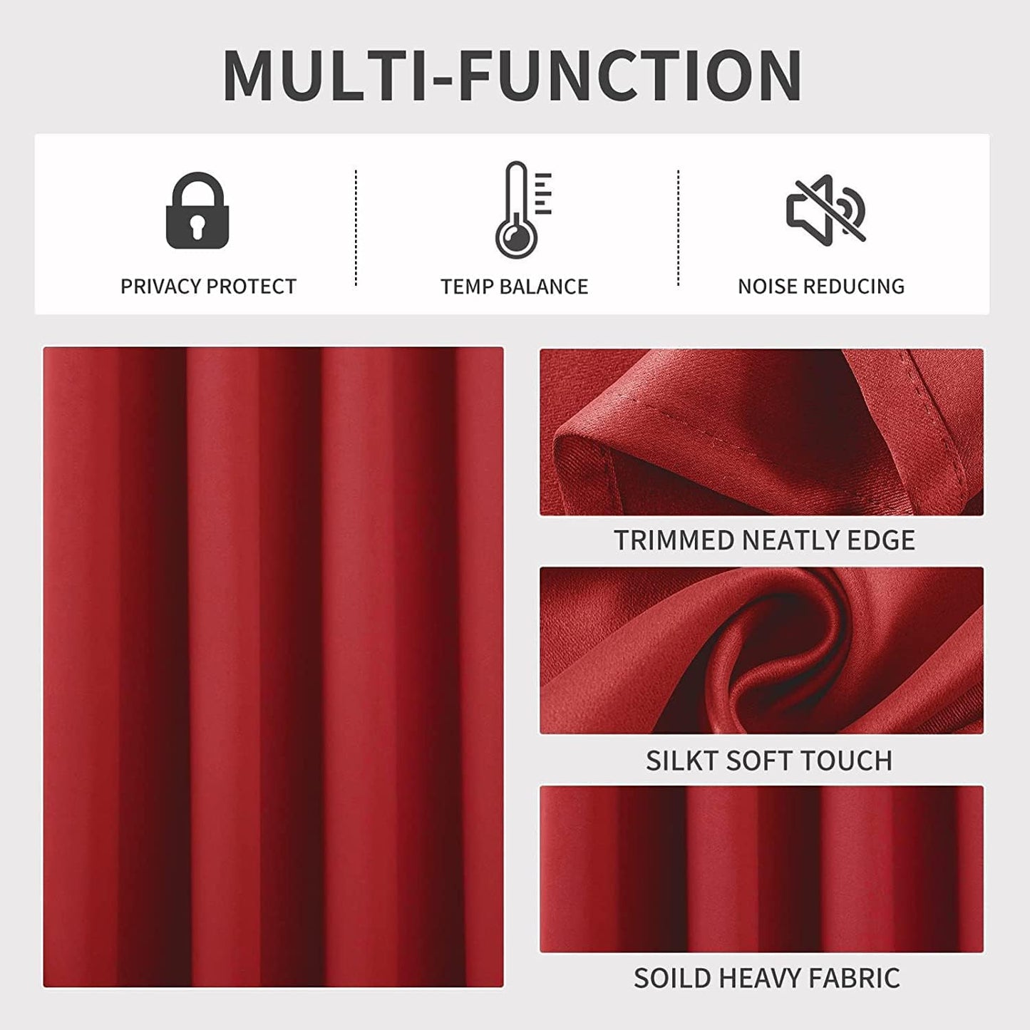 Joydeco Blackout Curtains 84 inches Long 2 Panels Set, Thermal Insulated Long Curtains & Drapes 2 Burg, Room Darkening Grommet Drapes for Bedroom Living Room Windows (W52 x L84 Inch, Red)
