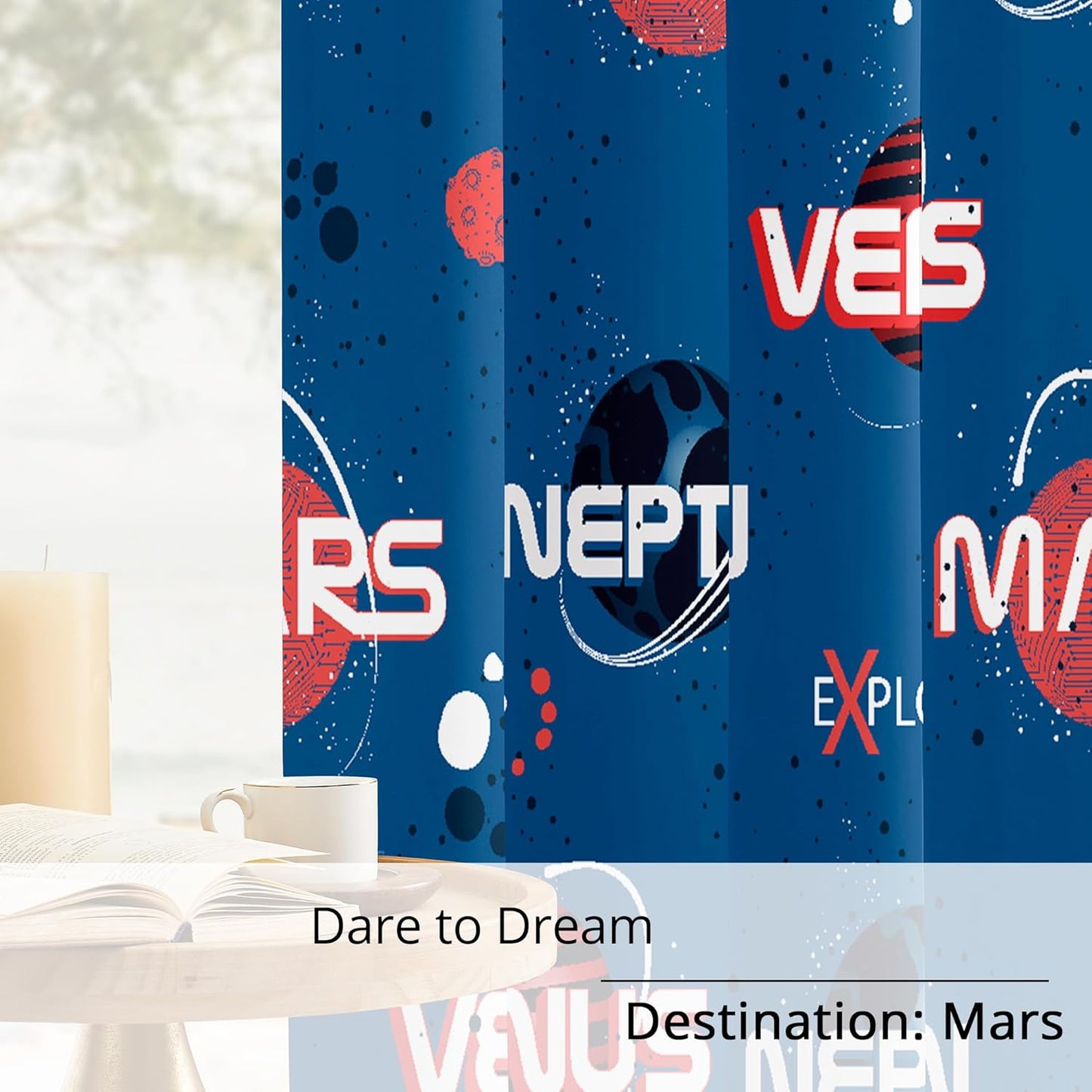 Kids Space Mars Blackout Curtains - 100% Blackout, Thermal Insulated, Noise Reducing,Bring The Cosmos Closer to Kids Room, 2 Panels (Planet Parade, W52×L84)