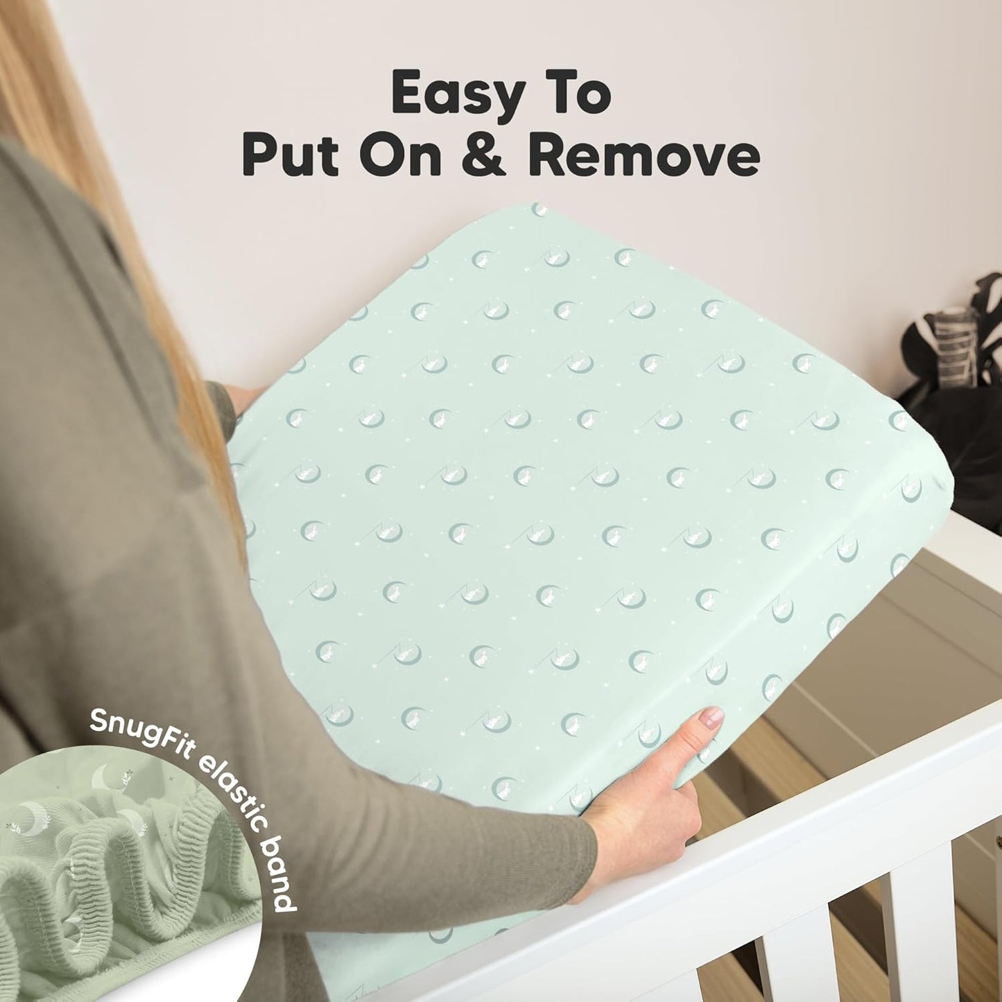 KeaBabies 2-Pack Organic Crib Sheets for Boys, Girls - 52x28 Fitted Crib Mattress Sheet Neutral, Breathable Jersey Cotton Cover for Baby Bed, Toddler Mattress, Soft & Cute Prints (Lunaris)