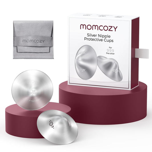 Momcozy 999 Silver Nursing Cups Original Perforated Breathable Design, Breastfeeding Essential, Nipple Shield for Nursing Newborn, XL Size
