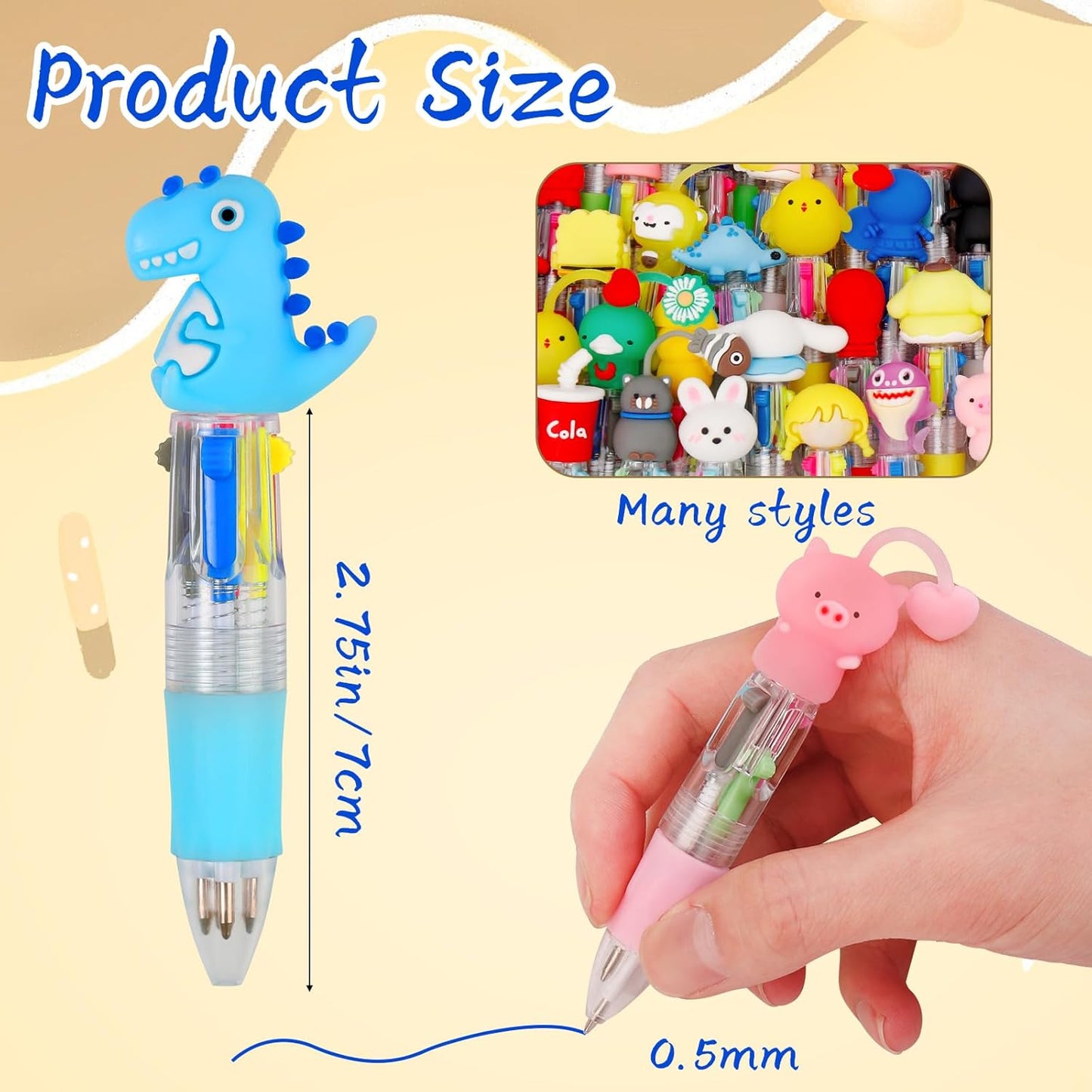 150Pcs Mini Multicolor Pens in One 4-in-1 Cute Pens Bulk for Kids, Ballpoint Pen for Birthdays and Children's Parties, Fun Gifts Assorted Ink Kawaii Pen
