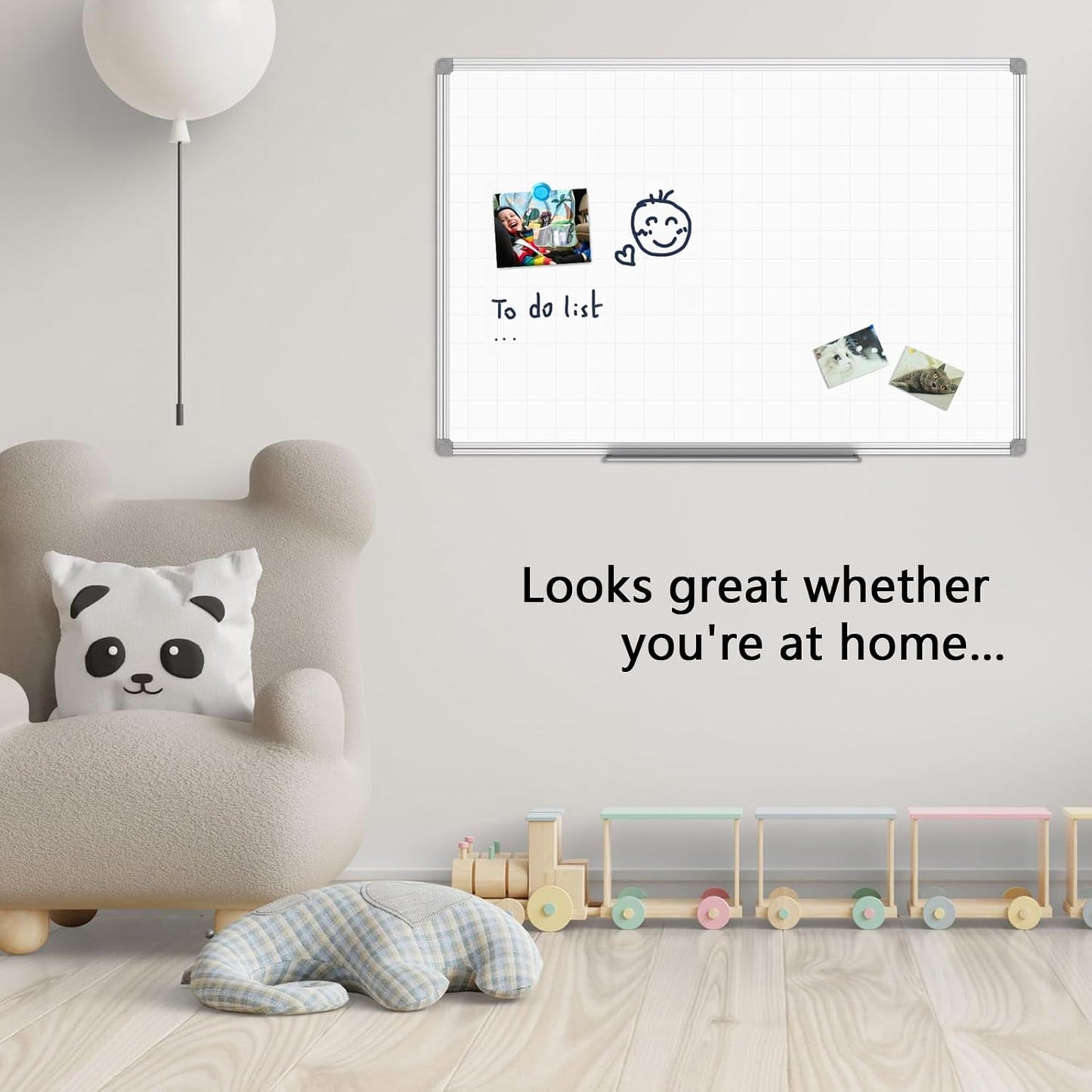 JILoffice Magnetic Dry Erase Planning Board, Grid Pattern White Board 36 x 24 Inch, Silver Aluminum Frame with Detachable Marker Tray for Office School and Home