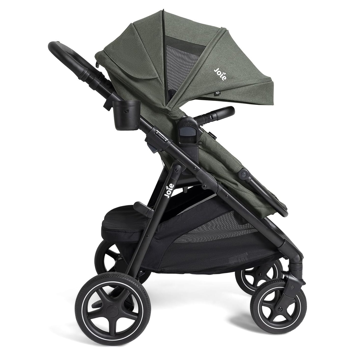Joie Ginger lx 4-in-1 One-Hand Pramette Stroller - Easy Convertible Pramette and Stroller with a One-Hand Pramette Conversion, for Newborns to Toddlers (Evergreen)