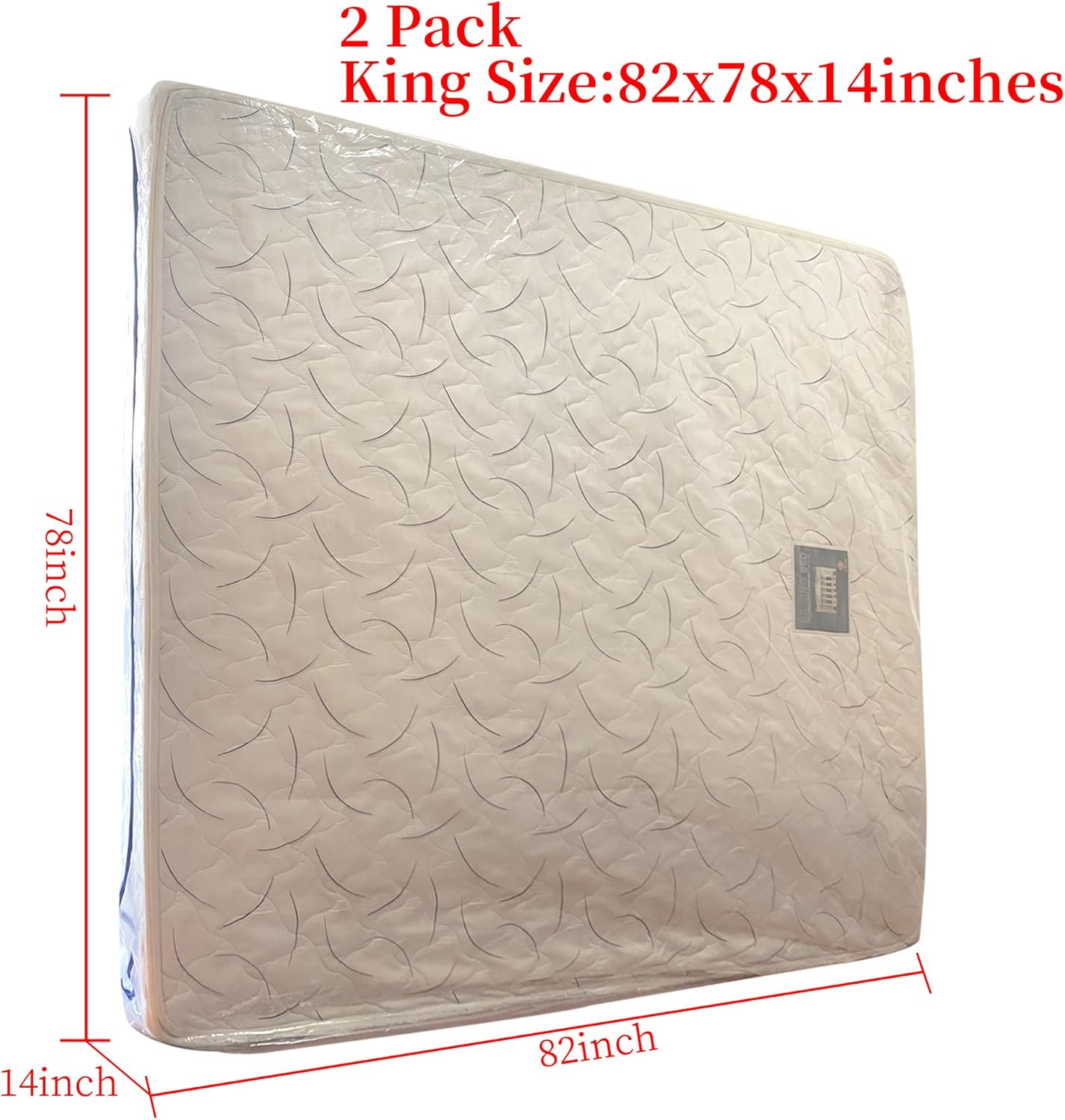 2 Pack King Mattress Bags for Moving and Storage-5 Mil Zipper Plastic Waterproof Mattress Storage Bags
