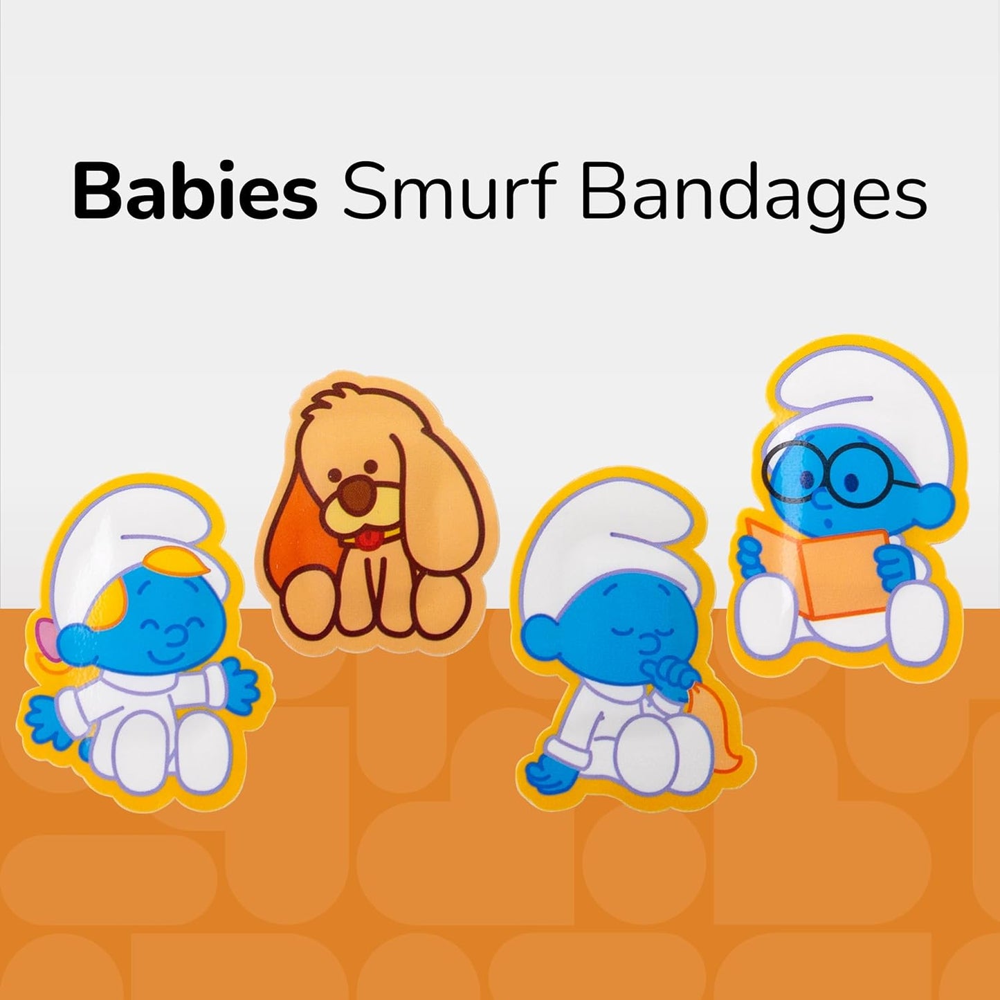 BioSwiss Bandages, The Smurfs Baby Smurf Shaped Self Adhesive Bandage, Latex Free Sterile Wound Care, Fun First Aid Kit Supplies for Kids and Adults, 24 Count Box