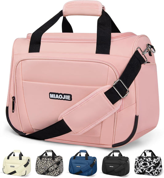 Underseat Carry On Luggage Lightweight Travel Tote Weekender Bag Overnight Duffle Bag for Travel, Travel Essentials Personal Item Travel Bag for Women and Men, Pink-18Inch