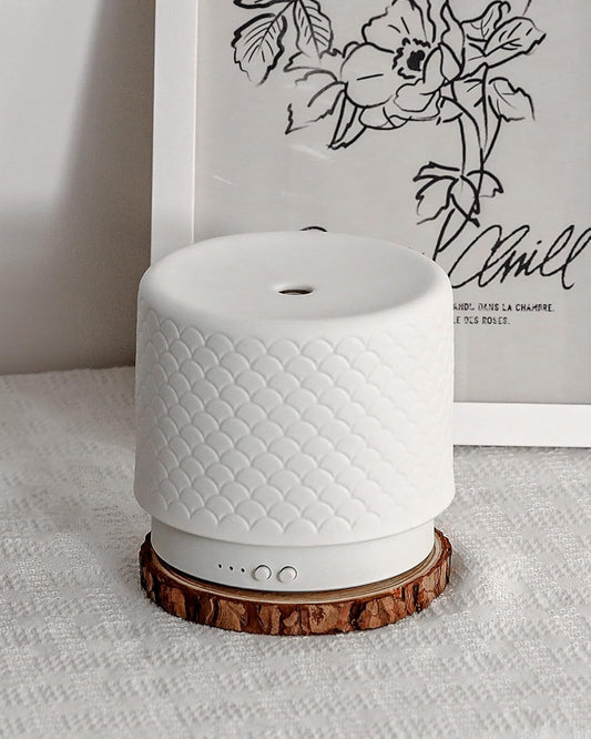 Ceramic Essential Oil Diffuser 280ml- Aromatherapy Diffuser with Ultrasonic Cool Mist Humidifier, Night Light, Timer, Auto Shut-Off, Large Room Aroma Diffuser for Home, Bedroom, Office, Yoga