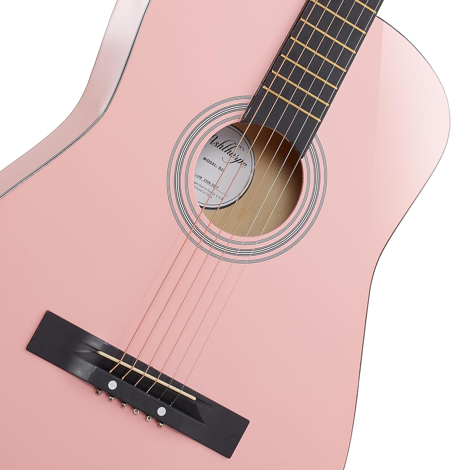 Ashthorpe 38-inch Beginner Acoustic Guitar Package (Pink), Basic Starter Kit w/Gig Bag, Strings, Strap, Tuner, Picks
