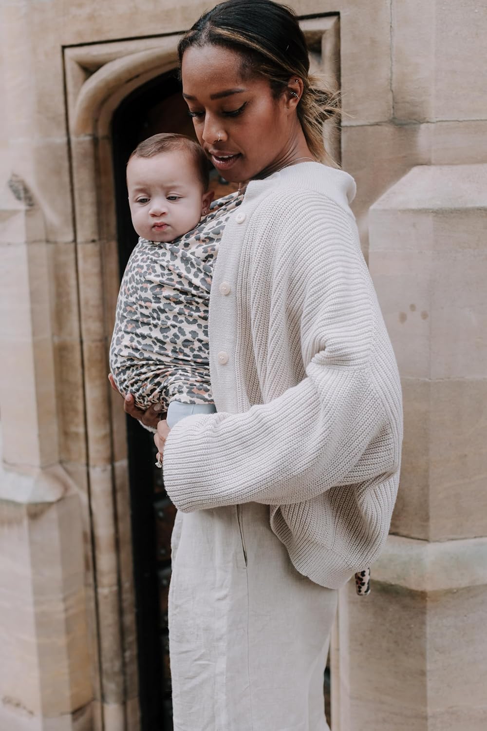 Boba Baby Wrap Carrier - Original Baby Carrier Wrap Sling for Newborns - Baby Wearing Essentials - Newborn Wrap Swaddle Holder, Newborn to Toddler Infant Sling (Leopard)