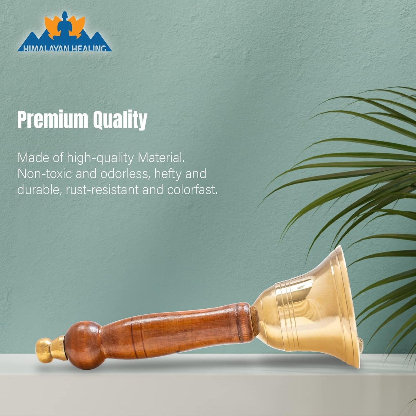 Hand Bell - Call Bell Perfect for Wedding Bell,Games Bell, Schools Bell, Reception Desks and Religious Ceremonies, and Events - Handcrafted in India (3.12 Inch Diameter, 7 Inch Height)