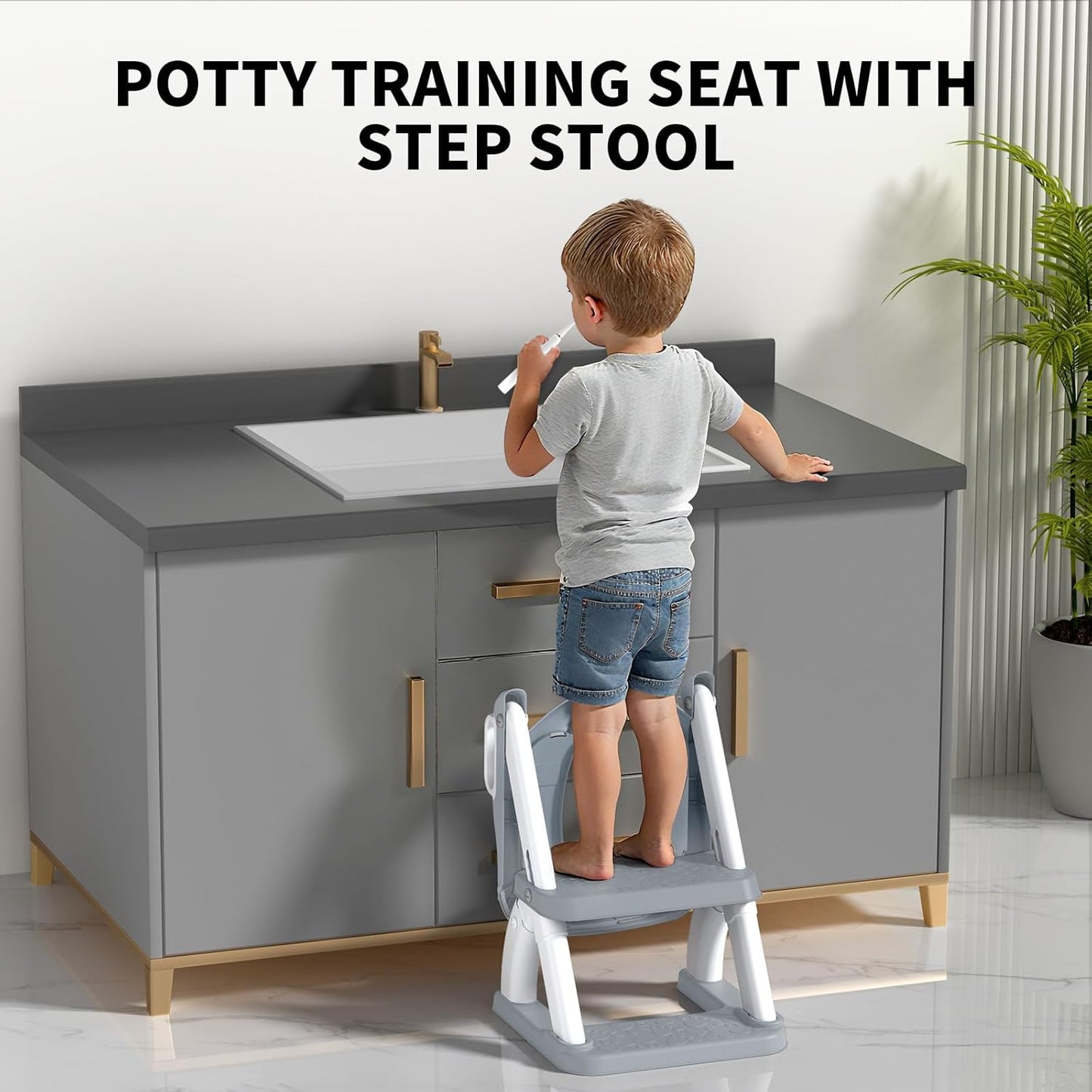 Potty Training Seat for Toddlers, 2 in 1 Potty Training Toilet with Anti-Slip Pad Step Stool, Toddler Toilet Seat for Boys and Girls