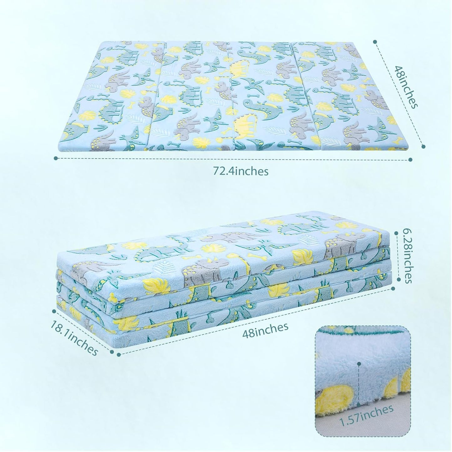 MeMoreCool Kids Floor Futon Mattress Large 6x4 FT, Thicken Foam Tatami Mattress for Children Play Area, Foldable Sleeping Pad Crawling Tatami Mat for Playroom