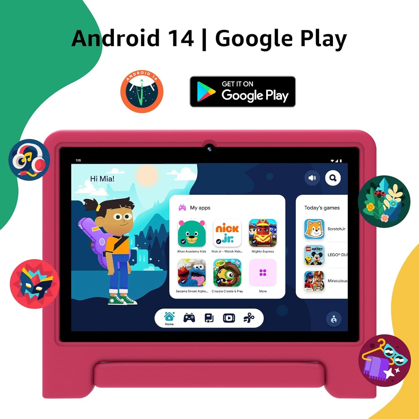 ApoloSign Kids Tablet 2025, 10.1 inch Tablet for Kids, Octa-core, 6 GB RAM, 64GB ROM Tablets for Toddlers with Parental Control, 8-hr Battery, Wi-Fi6, BT5.0, Droop-Proof Case (Pink)