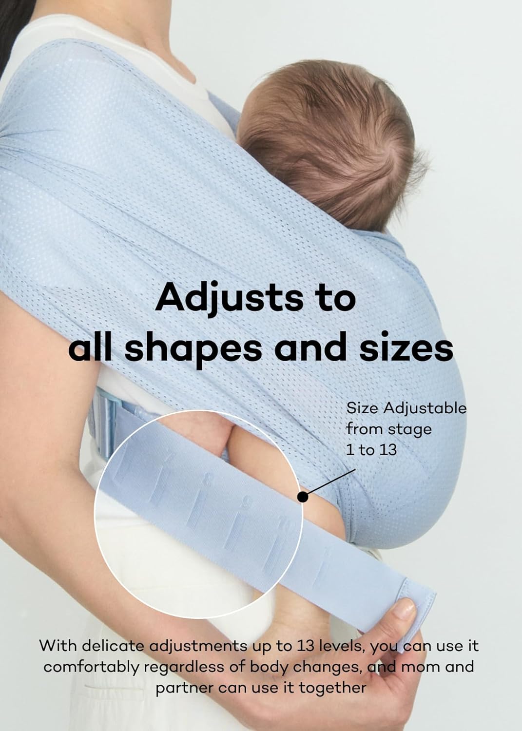 Konny Baby Carrier Flex SoftBreeze with Head Support - Adjustable, Easy to Wear Baby Wrap Sling, Perfect for Newborn Babies Essentials up to 44 lbs (M-4XL) - Mocha