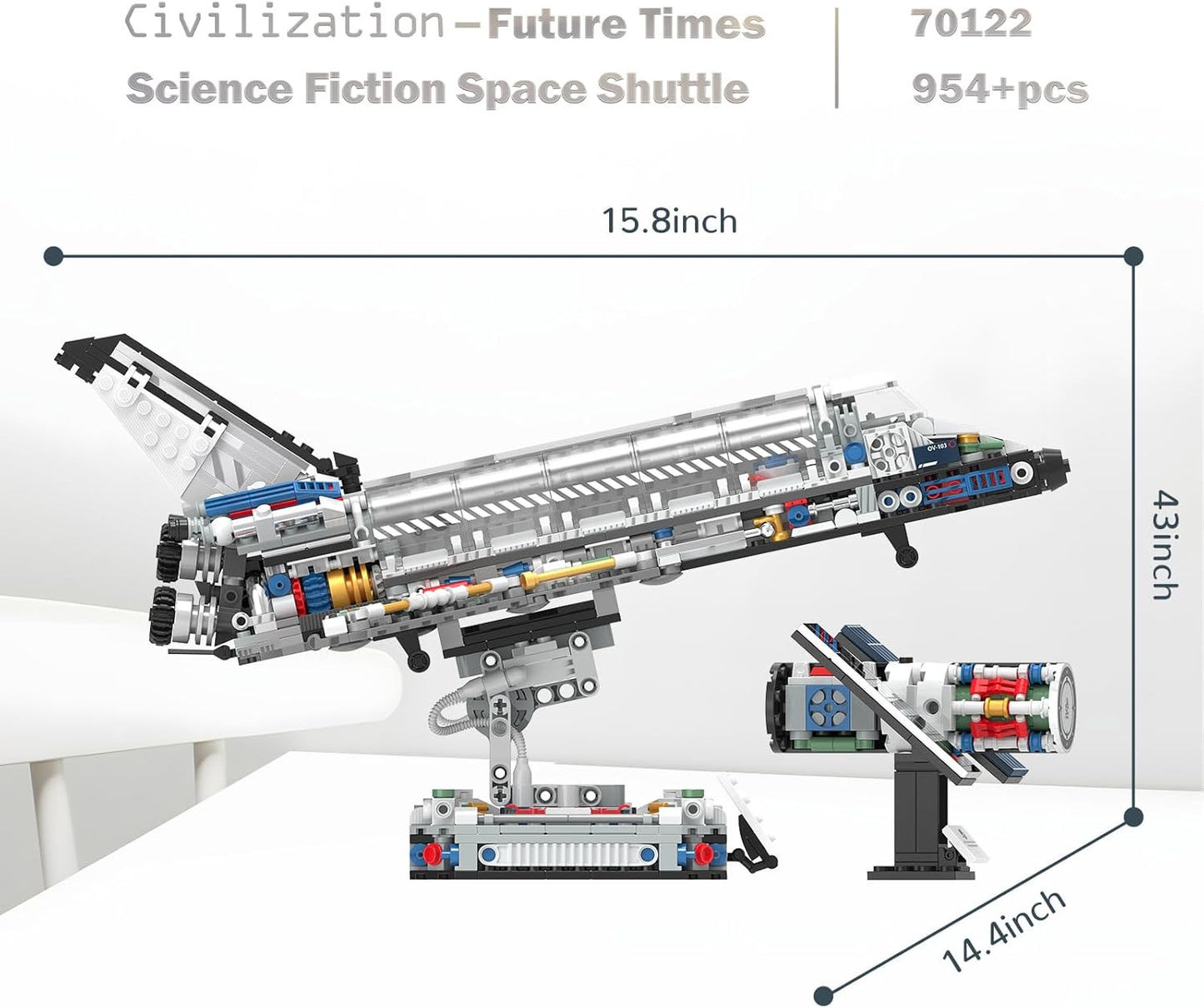 JMBricklayer Space Shuttle Building Sets for Adult, Airplane Spaceship Space Toys for Kids Teens, Gifts for adults Boys Girls 8 9 10 11 12 13 14+, Collectible Display Model with Adjustable Stand 70122