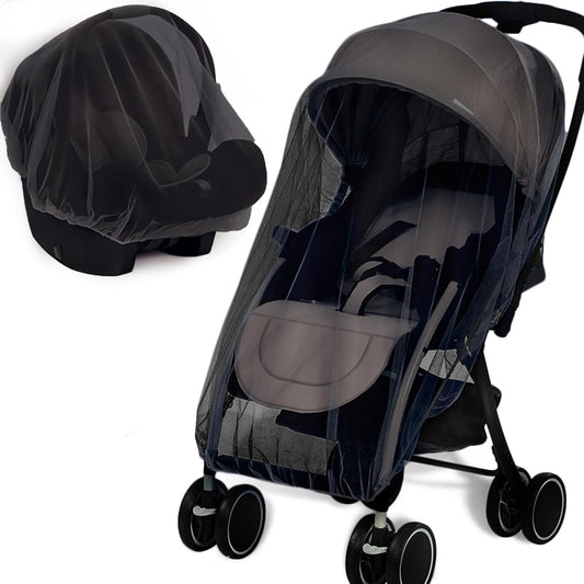 Mosquito Net for Stroller 2Pack - Protective Baby Stroller Mosquito Net - Perfect Bug Netting for Strollers, Bassinets, Cradles, Playards, Pack N Plays and Portable Mini Crib (Black)