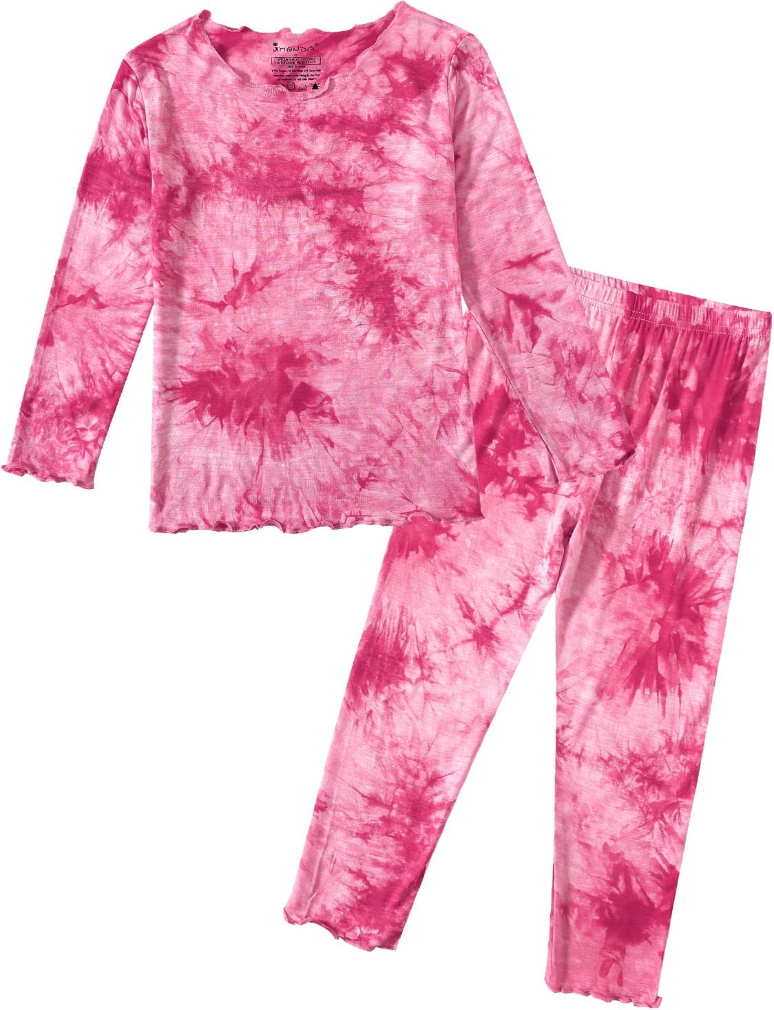 Jimonda Kids Soft Rayon From Bamboo Sleepwear Long Sleeve Boys Girls Pajama Outdoor 2-Piece tops&pant Casual sets Tie Dye PJ