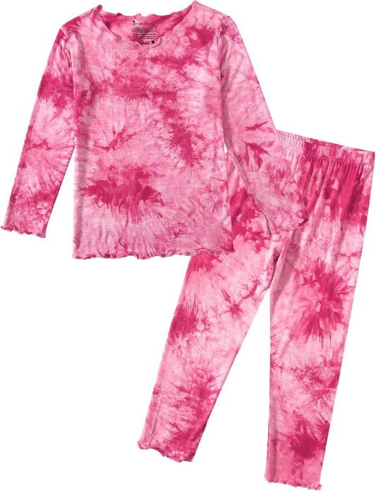 Jimonda Kids Soft Rayon From Bamboo Sleepwear Long Sleeve Boys Girls Pajama Outdoor 2-Piece tops&pant Casual sets Tie Dye PJ