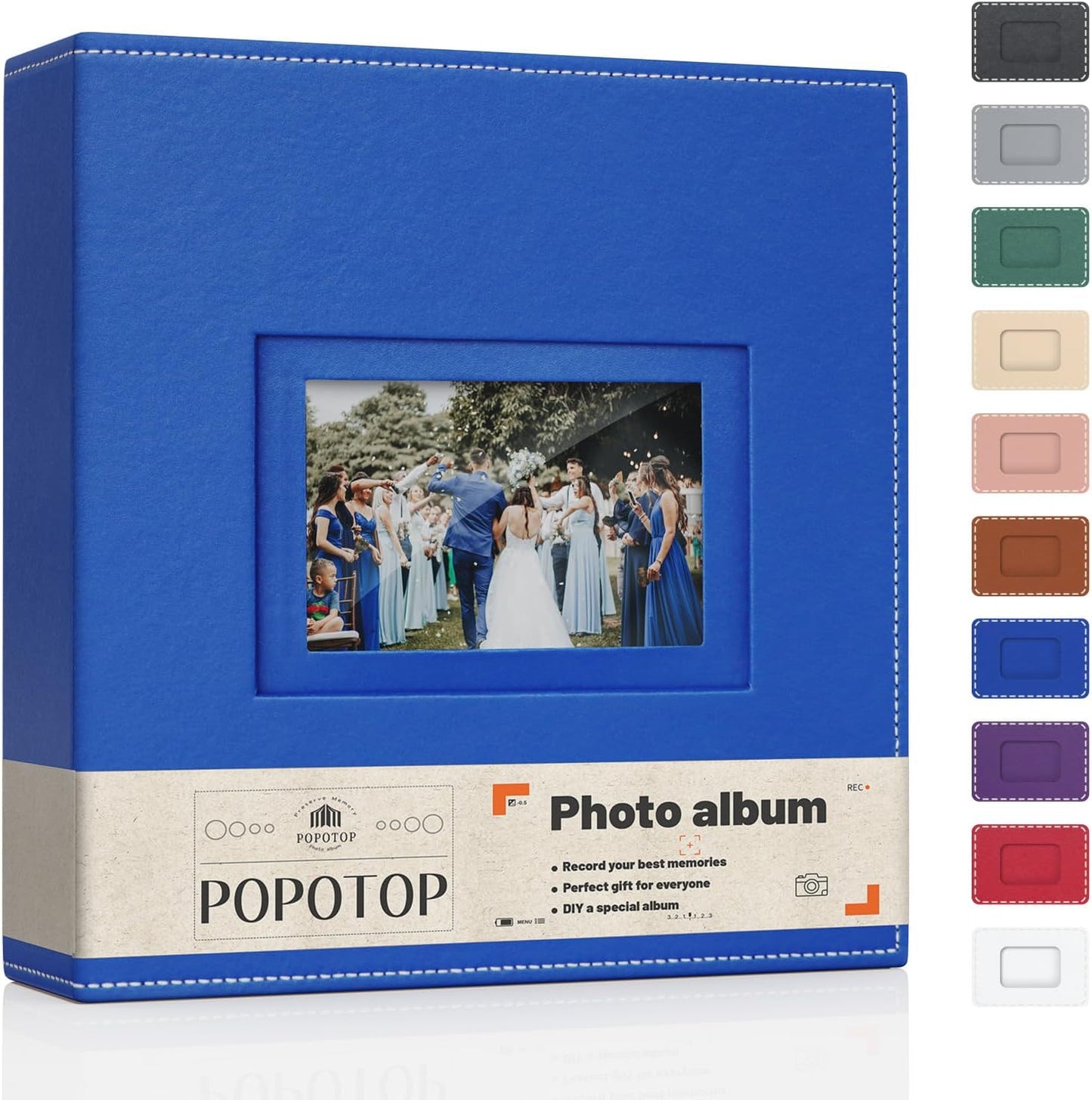 Popotop Photo Album 4x6 300 Pockets with Leather Hardcover Cover, Small Photo Album Holder Book with 50Pcs Pages for Family Travel Wedding Baby Gifts
