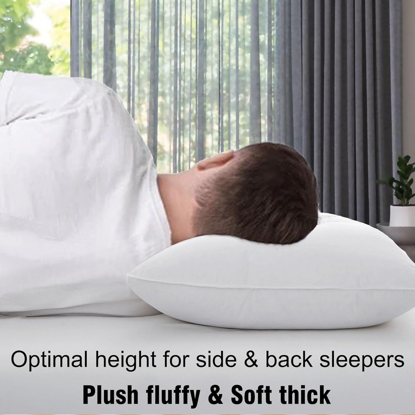 Hotel Collection Thick Bed Pillows King Size Set of 2 Soft Plush Fluffy Side Sleeper Pillow for Adults Back Sleeping High Loft Medium Firmness White 20x36 inches