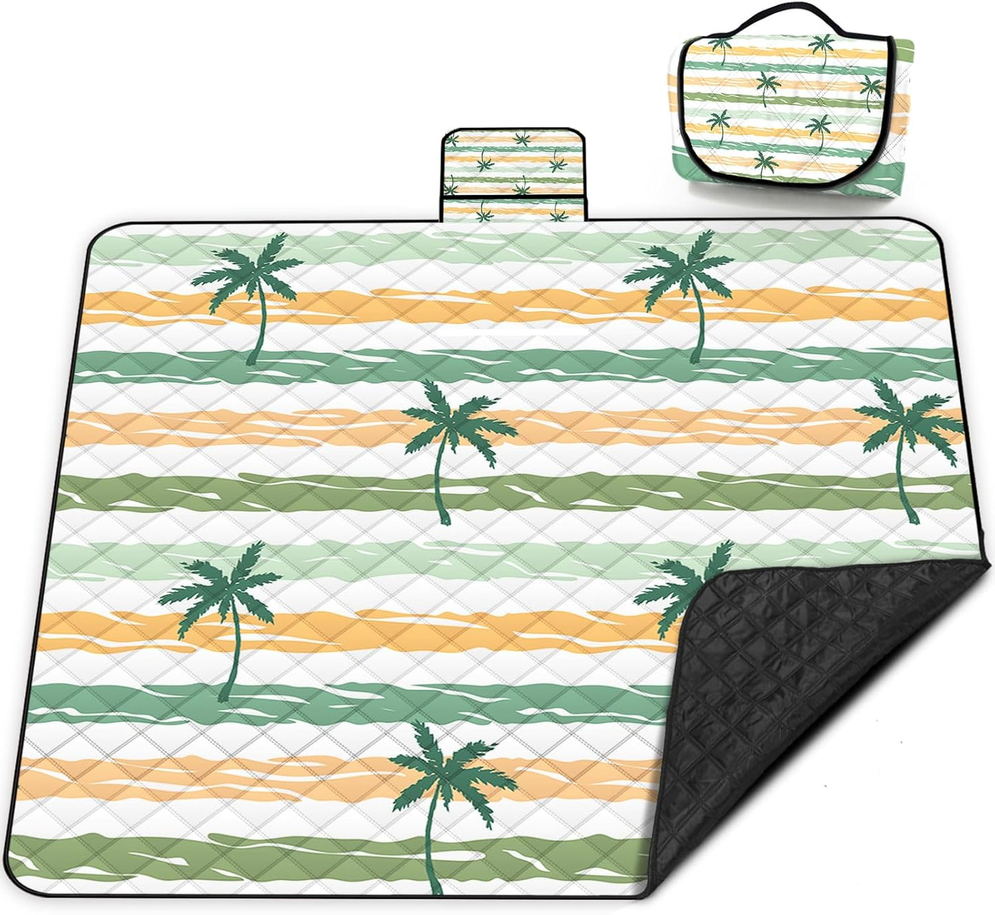 Extra Large Picnic Blanket Waterproof,80"x 80"Foldable Machine Washable Beach Blanket,Outdoor Blanket for 6-8 Adults,Suitable for Indoor Crawling,Park Beach,Camping,Hiking,Family Travel(Yellow)