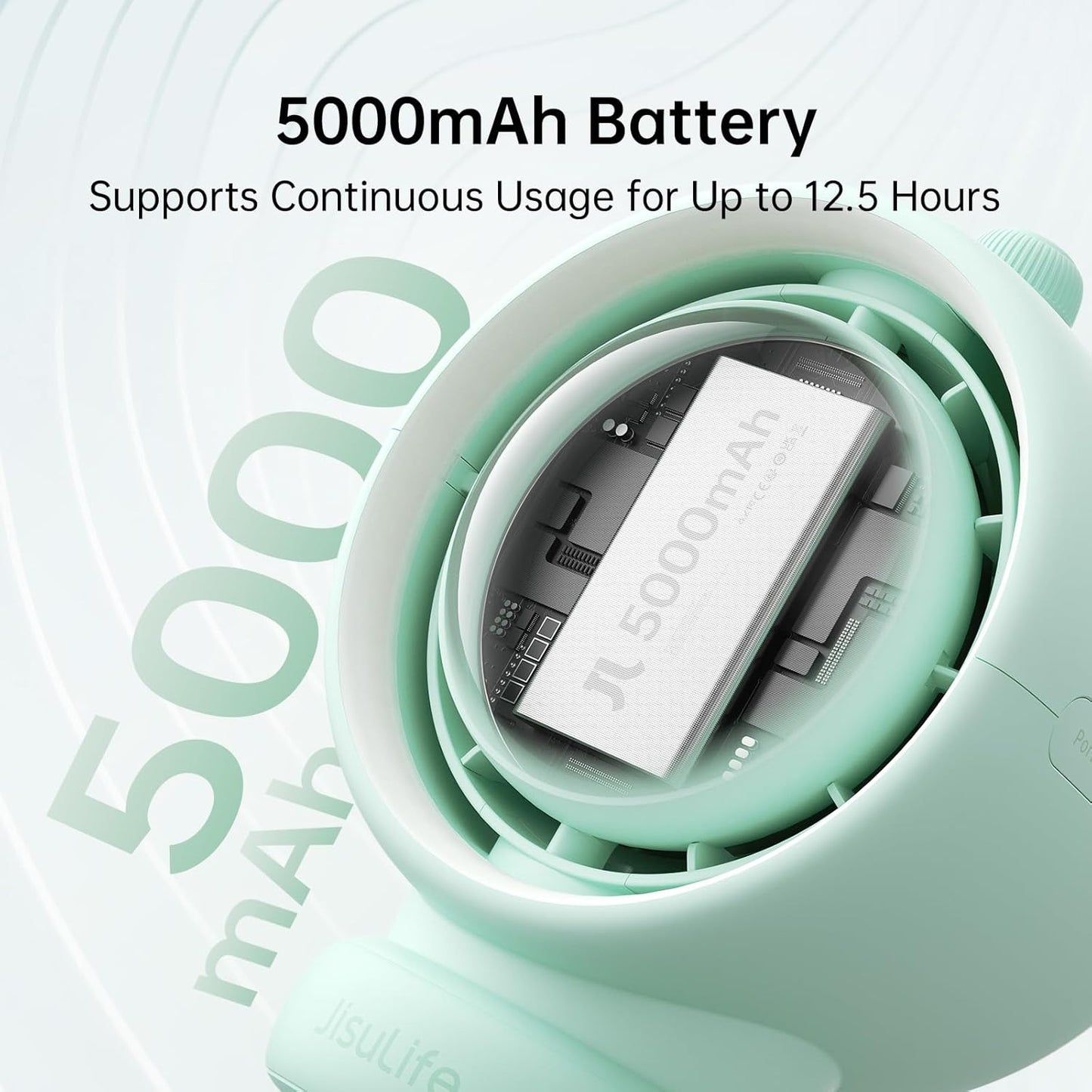 JISULIFE Stroller Fan Baby Large, Safe Bladeless for Crib, Desk, Portable Battery Rechargeable Cooling Fan with Air Turbo Tech, LED Display, Night Light, Food-Grade Gift for Mom/Dad/Friend - Green