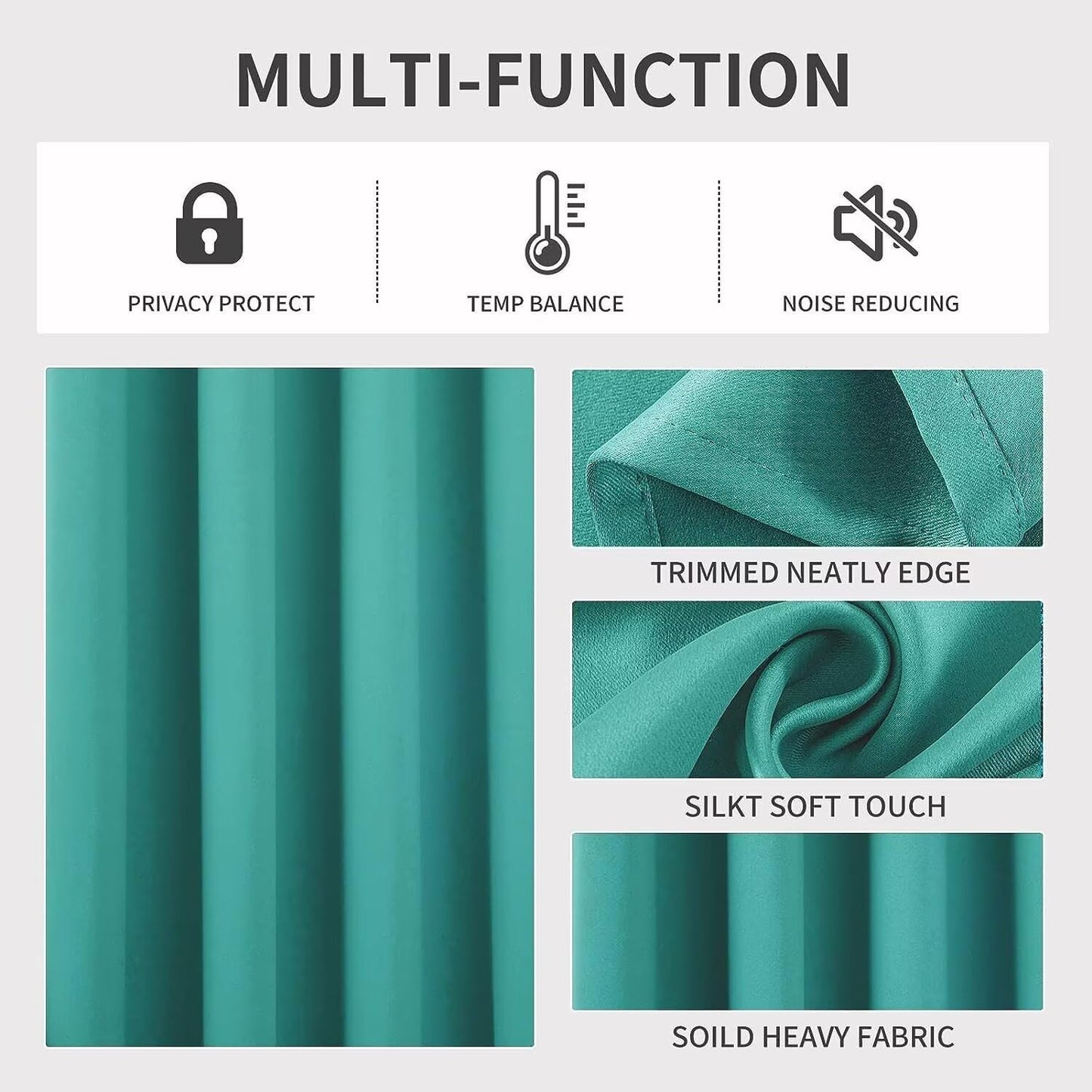 Joydeco Peacock Blue Custom Solid Single Blackout Curtain for Bedroom and Living Room, Grommet Thermal Insulated Room Darkening Curtain 1 Panel (Custom Size,Peacock Blue)