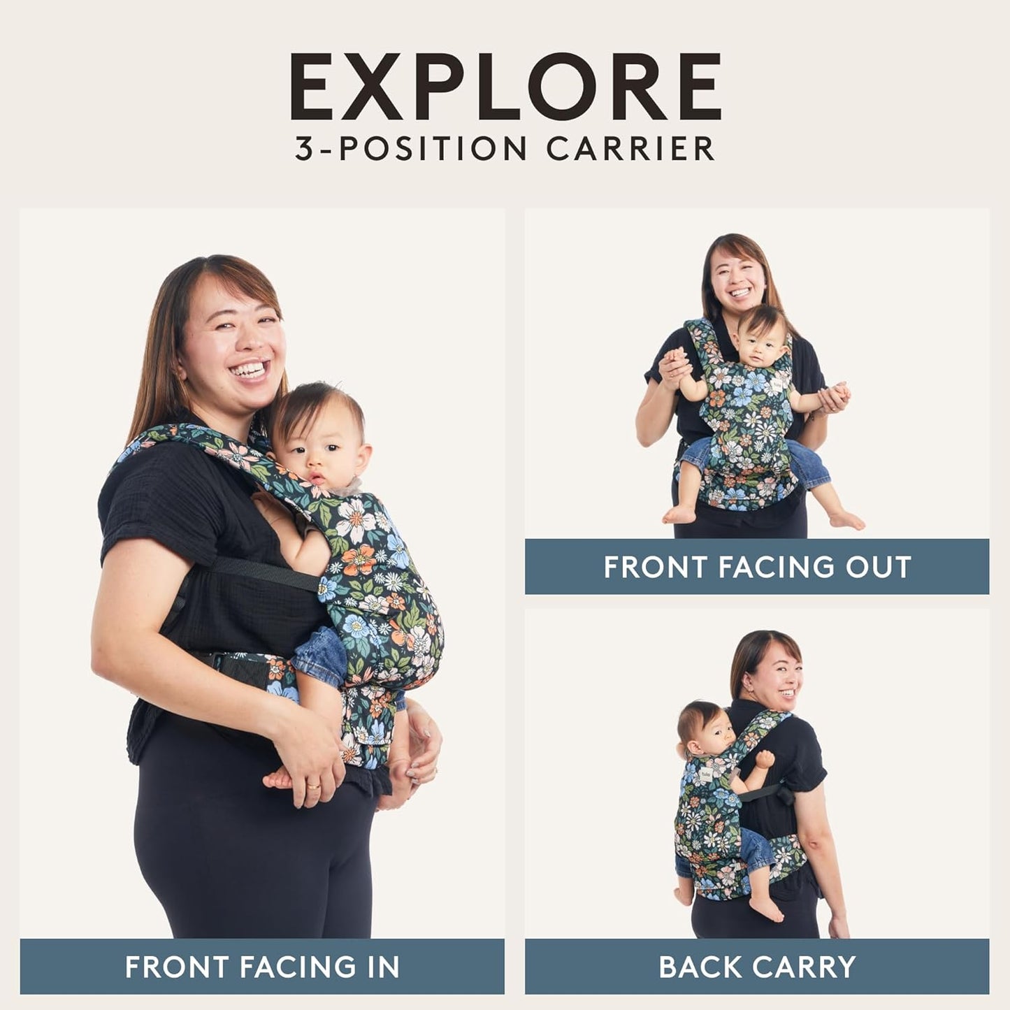 Baby Tula Explore Carriers - Breathable Baby Carrier Newborn to Toddler - Adjustable Toddler Carrier - Multiple Ergonomic Positions Front and Back - Ergonomic Fit for 7-45 lb - Cotton, Seedling