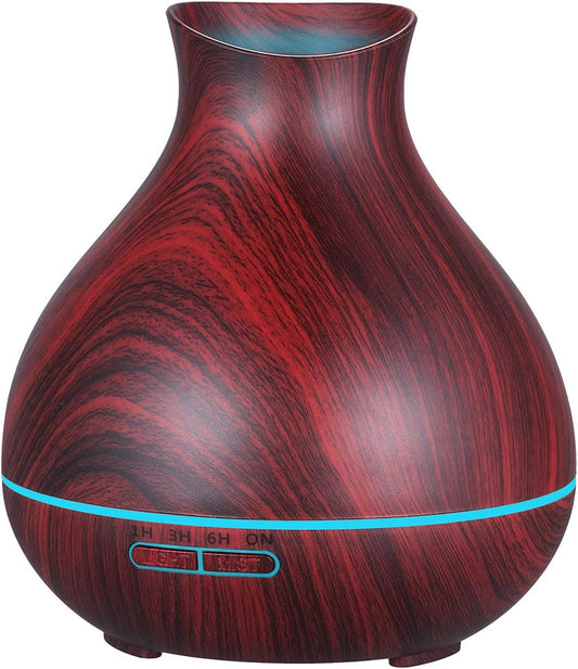 BZseed Aromatherapy Essential Oil Diffuser 550ml 12 Hours Wood Grain Aroma Diffuser with Timer Cool Mist Humidifier for Large Room, Home, Baby Bedroom, Waterless Auto Shut-off,7 Colors Lights Changing