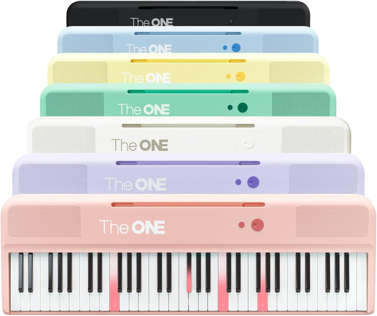 The ONE Smart Keyboard COLOR 61 Lighted Keys Piano Keyboard, Digital Piano for Beginners with 256 Tones, 64 Polyphony, Built-in LED Lights and Free Apps (Pink)