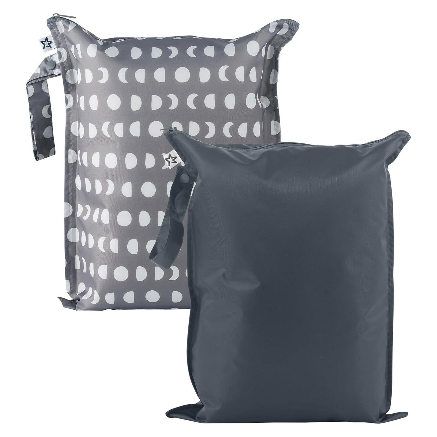 Tiny Twinkle Mess-Proof Waterproof Wet Dry Bag | 2-Pack Reusable Wet Bags for Swimsuits & Baby Clothes | Leakproof Wet Bag for Travel & Diaper Changes for Baby (Luna)