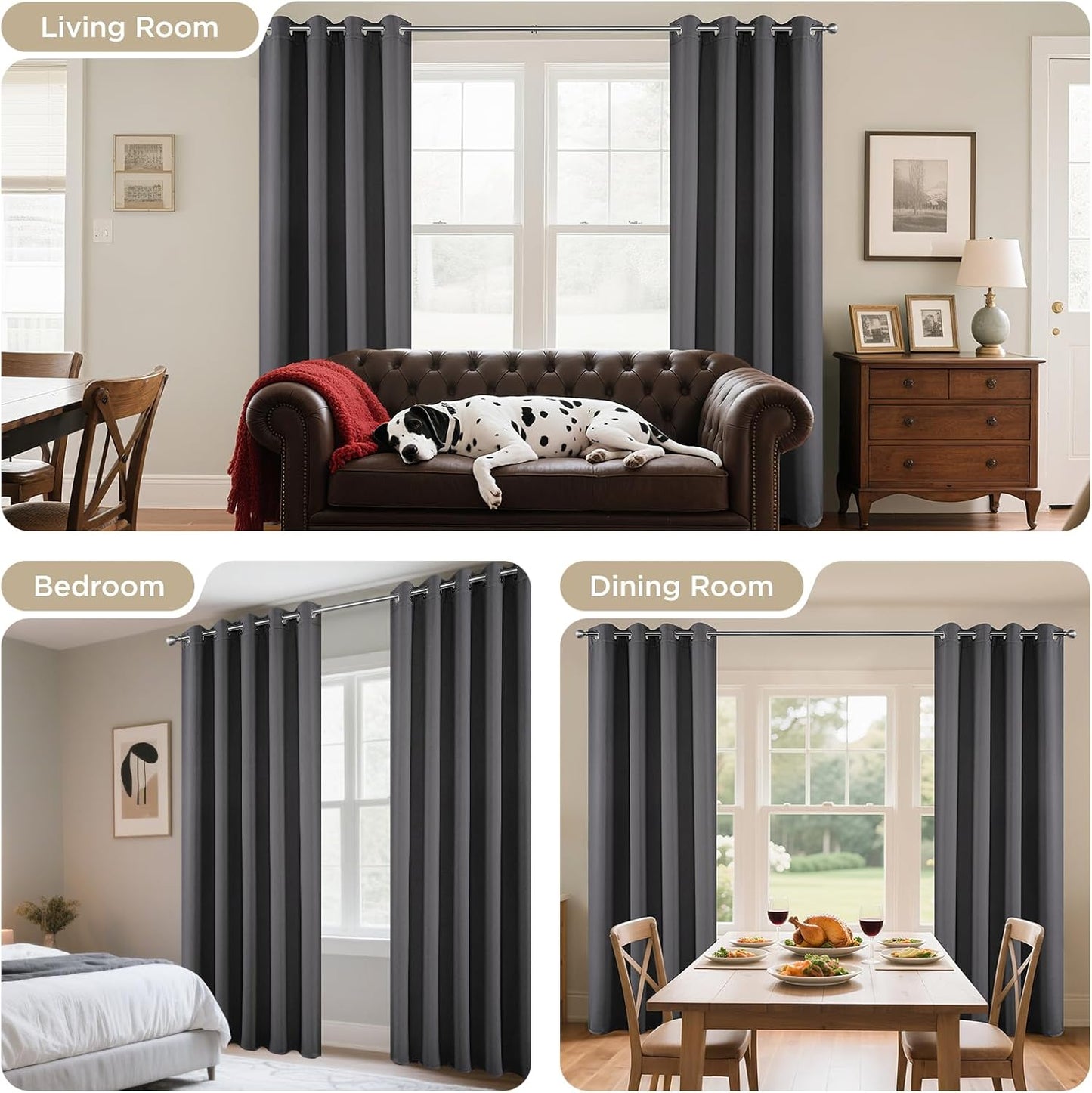 Joydeco Blackout Curtains 45 Inch Length 2 Panels Set, Thermal Insulated Long Curtains& Drapes 2 Burg, Christmas Drapes for Living Room Bedroom Window