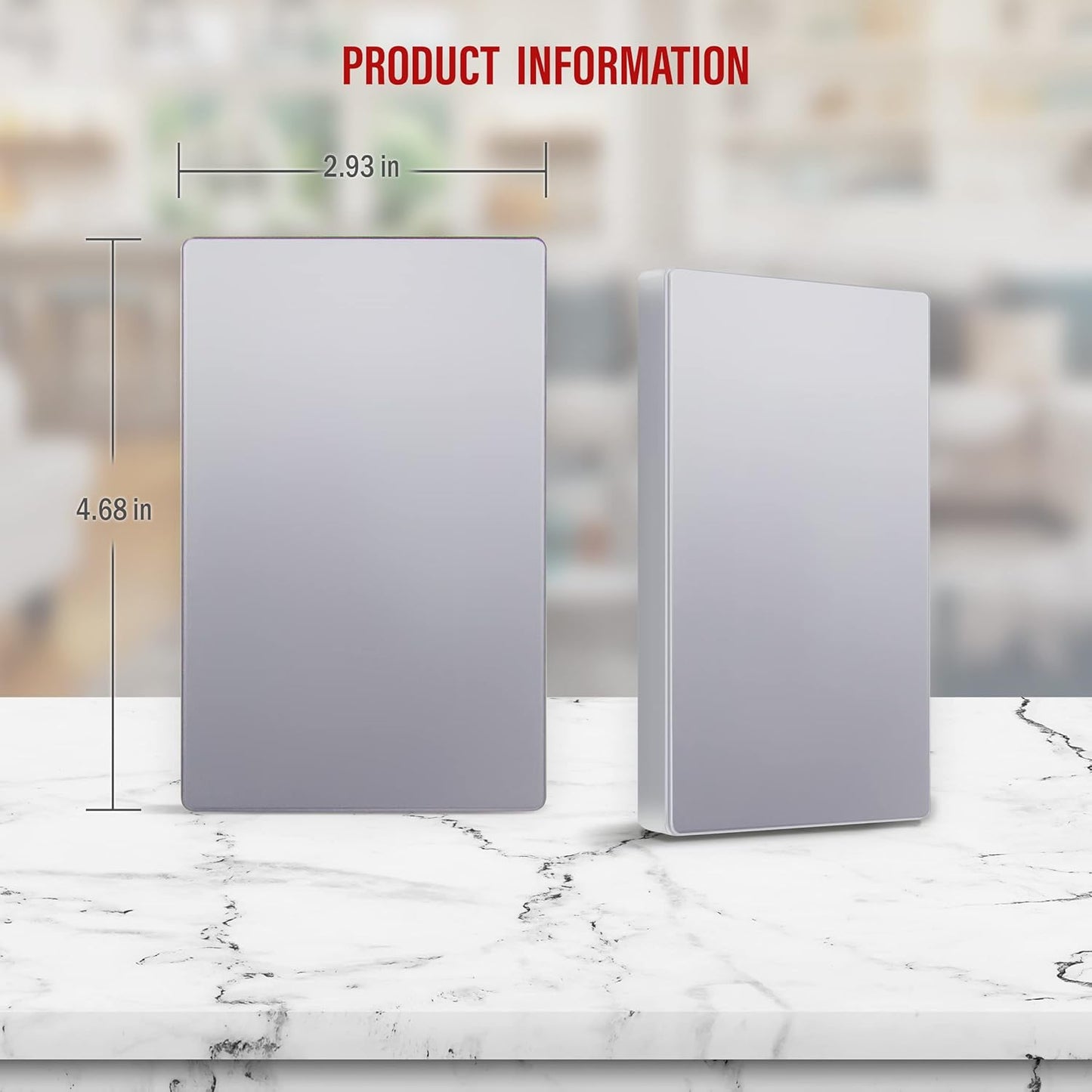 ENERLITES Screwless Blank Wall Plate, Child Safe Blank Device Outlet Cover, Standard Size, 1-Gang 4.68" x 2.93", Polycarbonate Thermoplastic, UL Listed, SI8801-SV, Silver