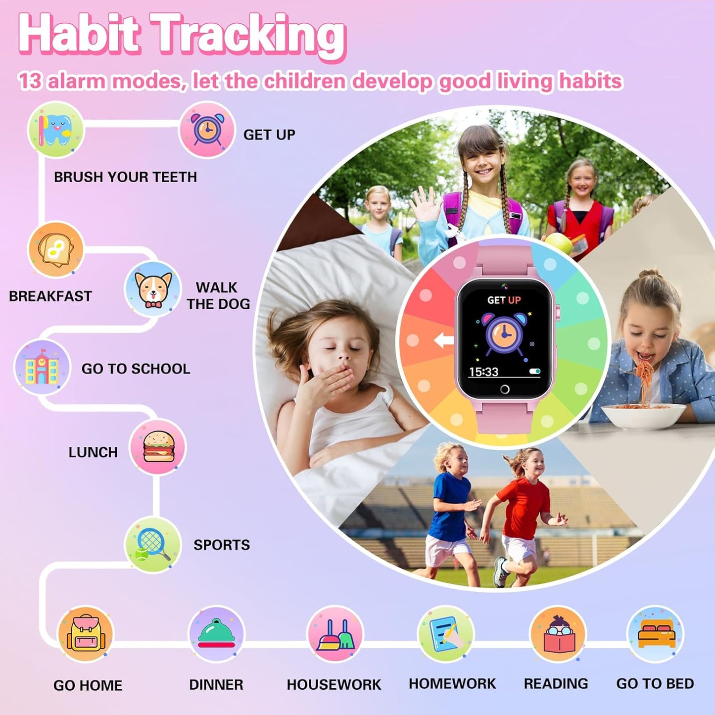 Vakzovy Kids Smart Watch Christmas Birthday Gifts for Girls Boys Age 6-12 with 26 Games Video Camera Music Pedomete Educational Toys Birthday Gifts for Girls Ages 5 6 7 8 9
