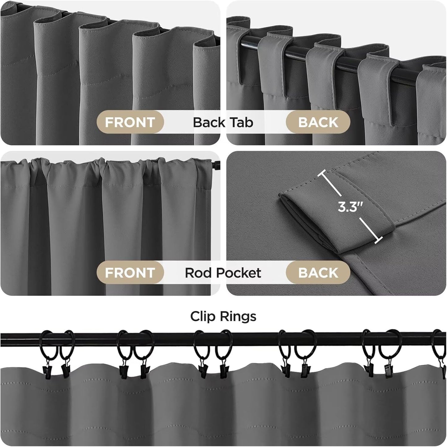 Joydeco Blackout Curtains 84 Inch Length 2 Panels Set, Thermal Insulated Black Out Curtains for Bedroom, Room Darkening Drapes for Living Room Window (W52 x L84 Inch, Light Grey)