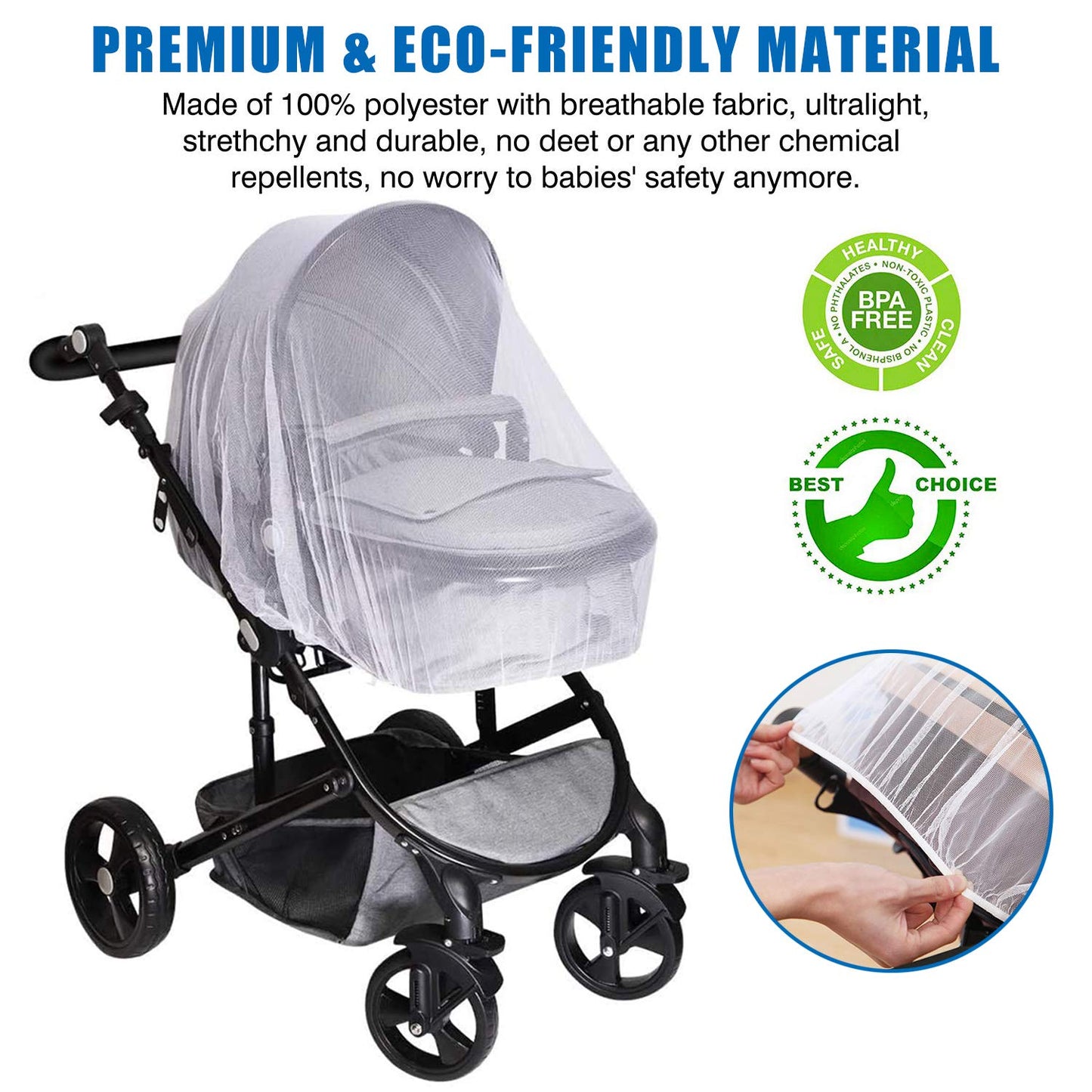 Stroller Rain Cover and Baby Stroller Mosquito Net(2-Piece Set),Universal Stroller Accessory,Waterproof, Windproof Protection,Protect from Dust Snow,Baby Travel Weather Shield