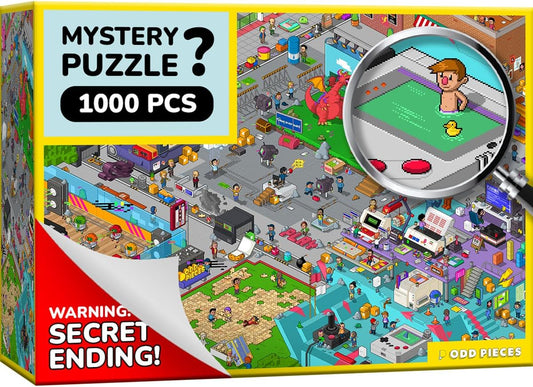 Jigsaw Puzzles 1000 Pieces - Magic Mystery Story Secret Ending Puzzle - Perfect Game Night for Adults & Kids - Pixel Art Gamer Movie TV Show Superhero Theme (Glitch)