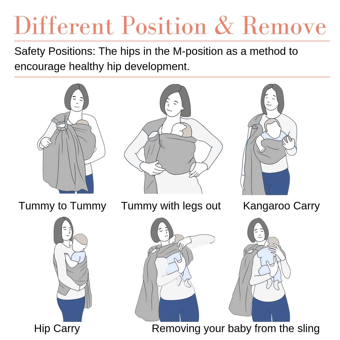 Ring Sling Baby Carrier, Soft Cotton Baby Sling Carrier Newborn to Toddler, Baby Wrap Carrier for Plus Size Parents, Perfect Shower Gift, Black