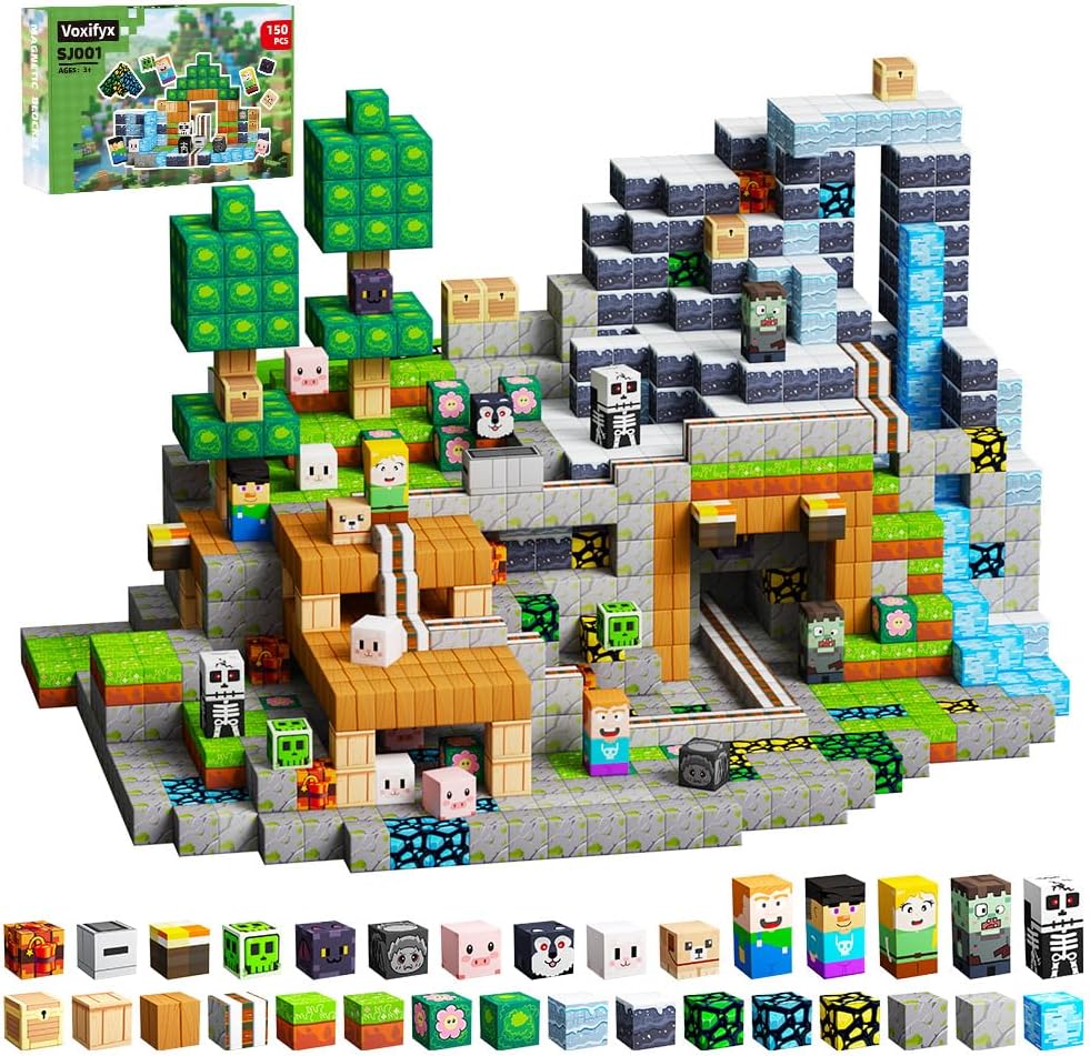 150PCS Magnetic Building Blocks Set Toys, Kids Classroom Magnet Blocks Sensory Toy for Toddlers STEM Learning, Construction Stacking Toy for Kids Boys and Girls Christmas Birthday Gifts