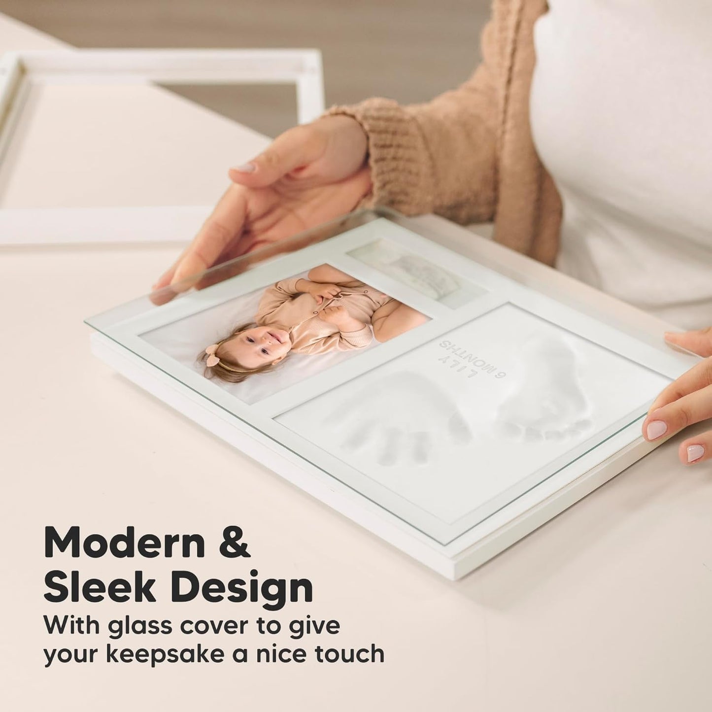 KeaBabies Baby Footprint Kit - Newborn Hand and Footprint Keepsake Frame, Nursery Picture Frame, Personalized New Mom Gifts & Baby Shower Gifts for Boys,Girls Nursery Decor(Alpine White)