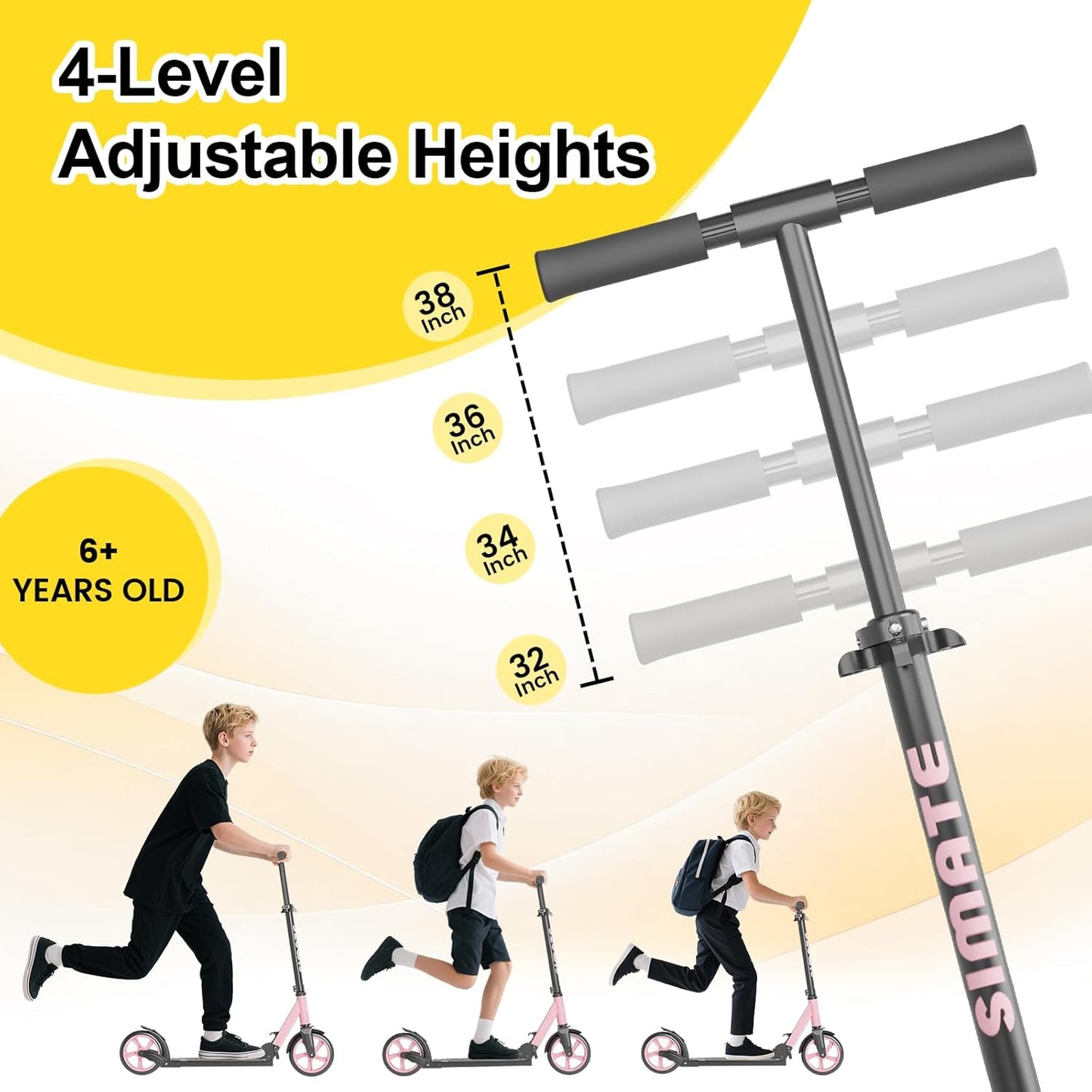 Kick Scooter for Kids Teens & Adults, 4 Adjustable Heights, 8IN All Terrain Big Wheels, Foldable and Lightweight, Gifts for Girls Boys