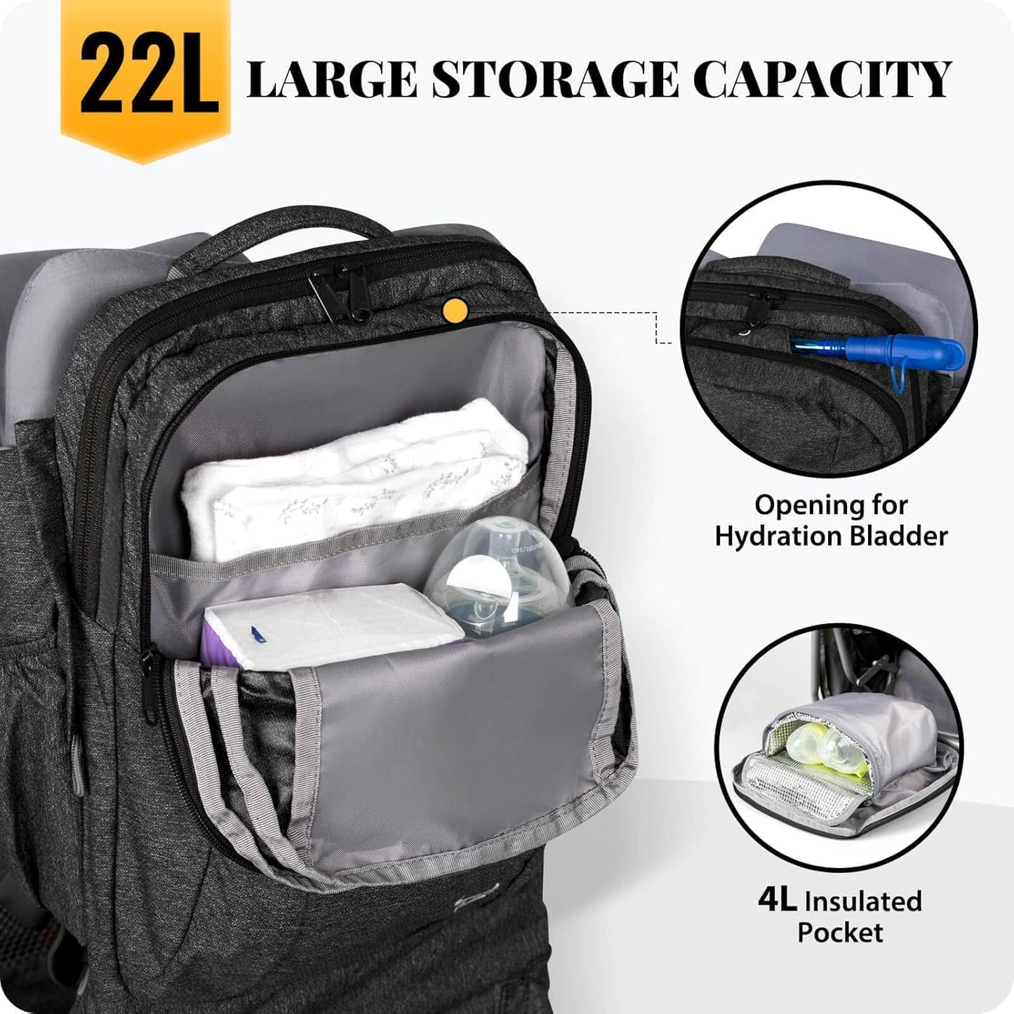 WIPHA Baby Carrier - Upgraded Hiking Backpack with Safety Seat, Lightweight Large Capacity Toddler Carrier (Black)