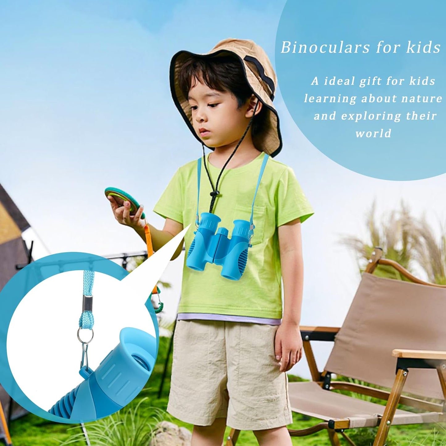 Scotamalone Binoculars for Kids Shockproof Toys Gifts for Age 3-12 Years Old Boys Girls Bird Watching Outside Play Hiking Camping Educational Learning