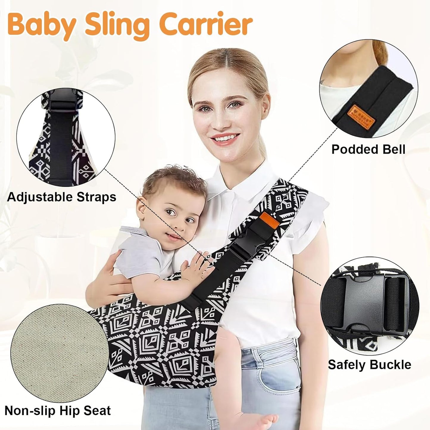 Baby Sling Carrier,Toddler Carrier,Upgraded 2025 Baby Sling with 4 Adjustable Straps(10-30lbs),Lightweight,Portable and One Size Fits All(Blue)